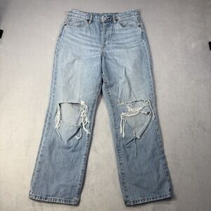 BLANKNYC The Baxter Ribcage Straight Leg Jean Women 28 Blue High Rise Distressed